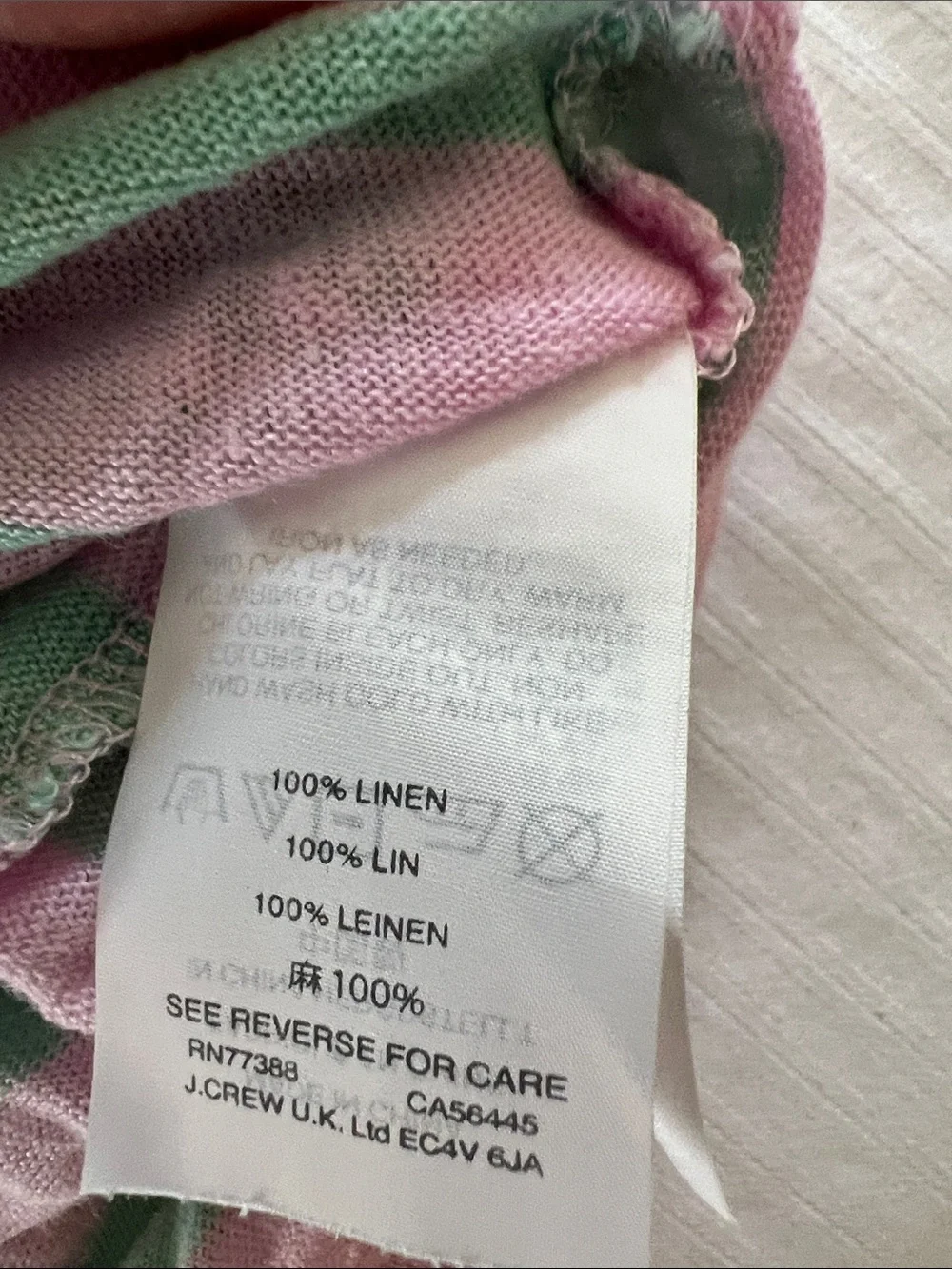 J. Crew Pink and Mint Striped Short Cap Sleeve Tee